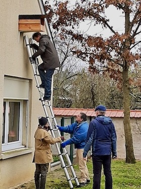 photo d'installation d'un nichoir
